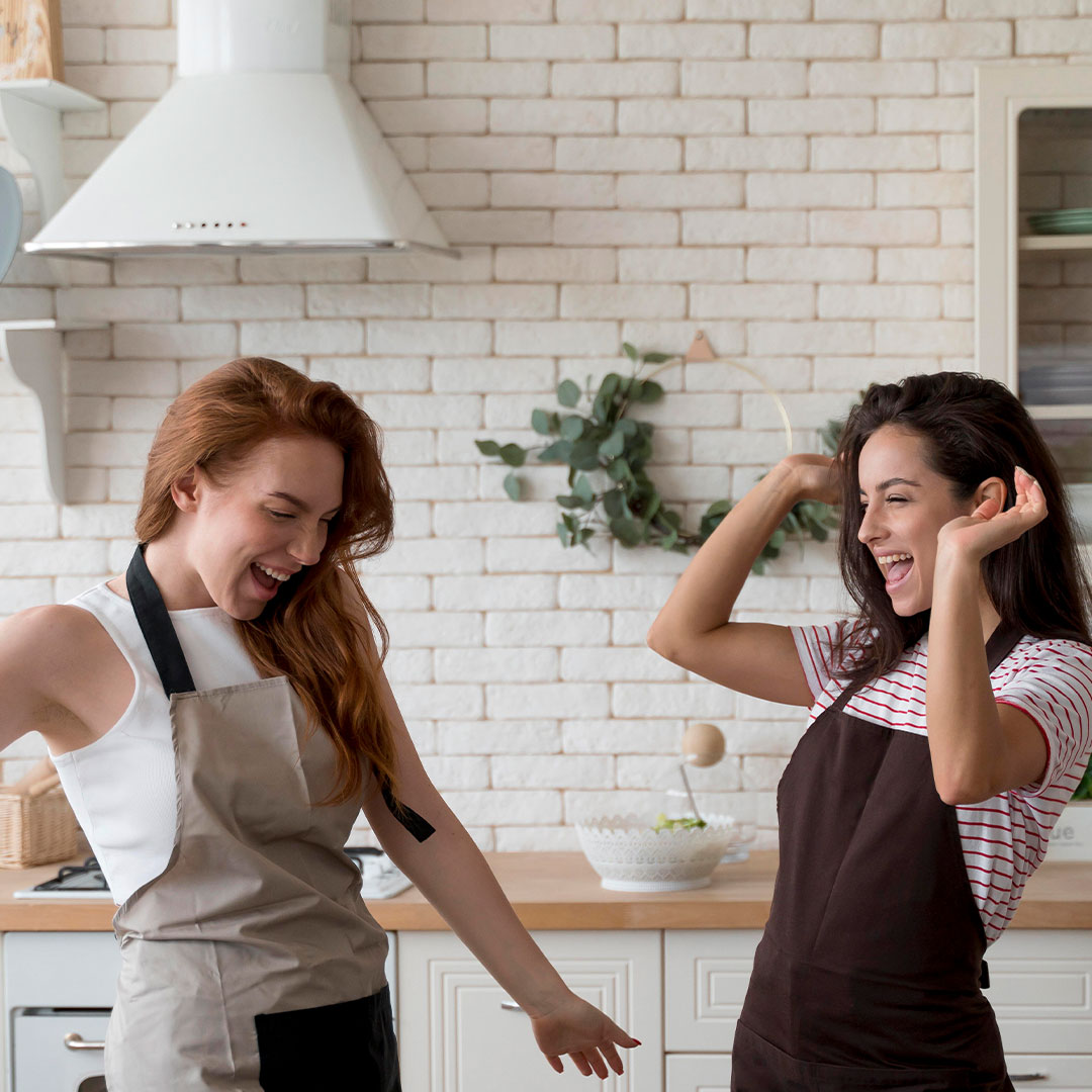 women enjoying their meal home baking kit Bakeology