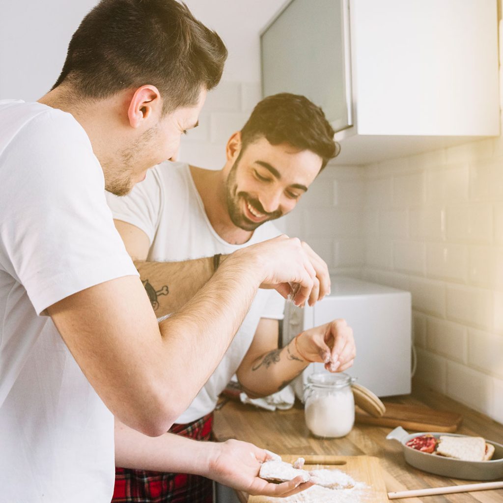 Bakeology friends making breakfast together baking kits